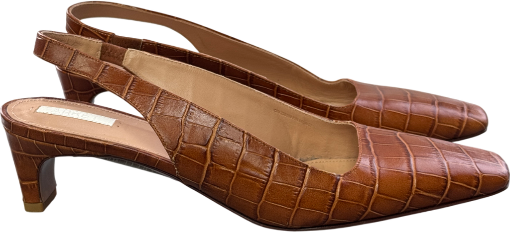 ARKET Tan Brown Square-toe Leather Slingbacks UK 6 EU 39 👠
