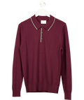 Ben Sherman Red Tipped Merino Wool Polo In Dark Wine UK S