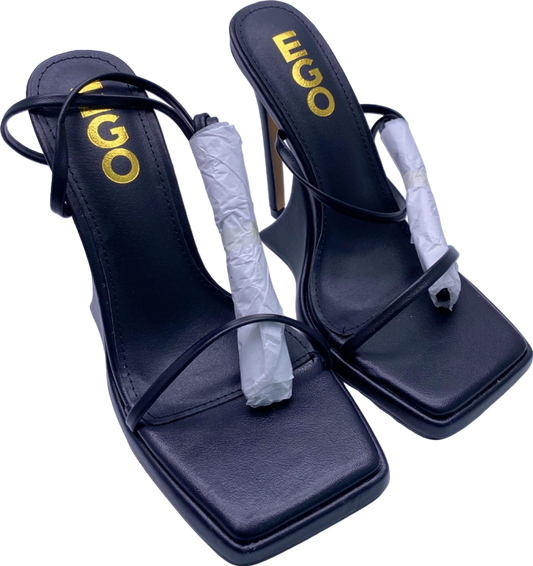 EGO Black Superlit Strappy Heels UK 4