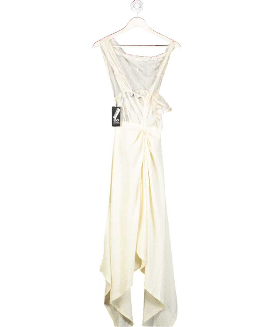 Ego Cream One Shoulder Drape Front Textured Dress UK 8