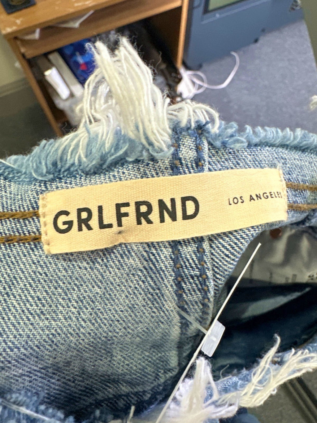 GRLFRND Blue Adriana Belted Frayed Waist Slim Straight Jeans W26