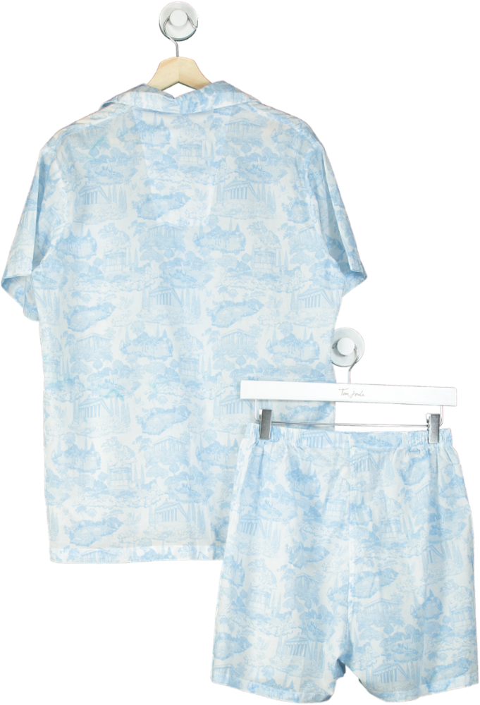 Derek Rose Blue Ledbury graphic-print cotton-poplin Pyjama Set UK S