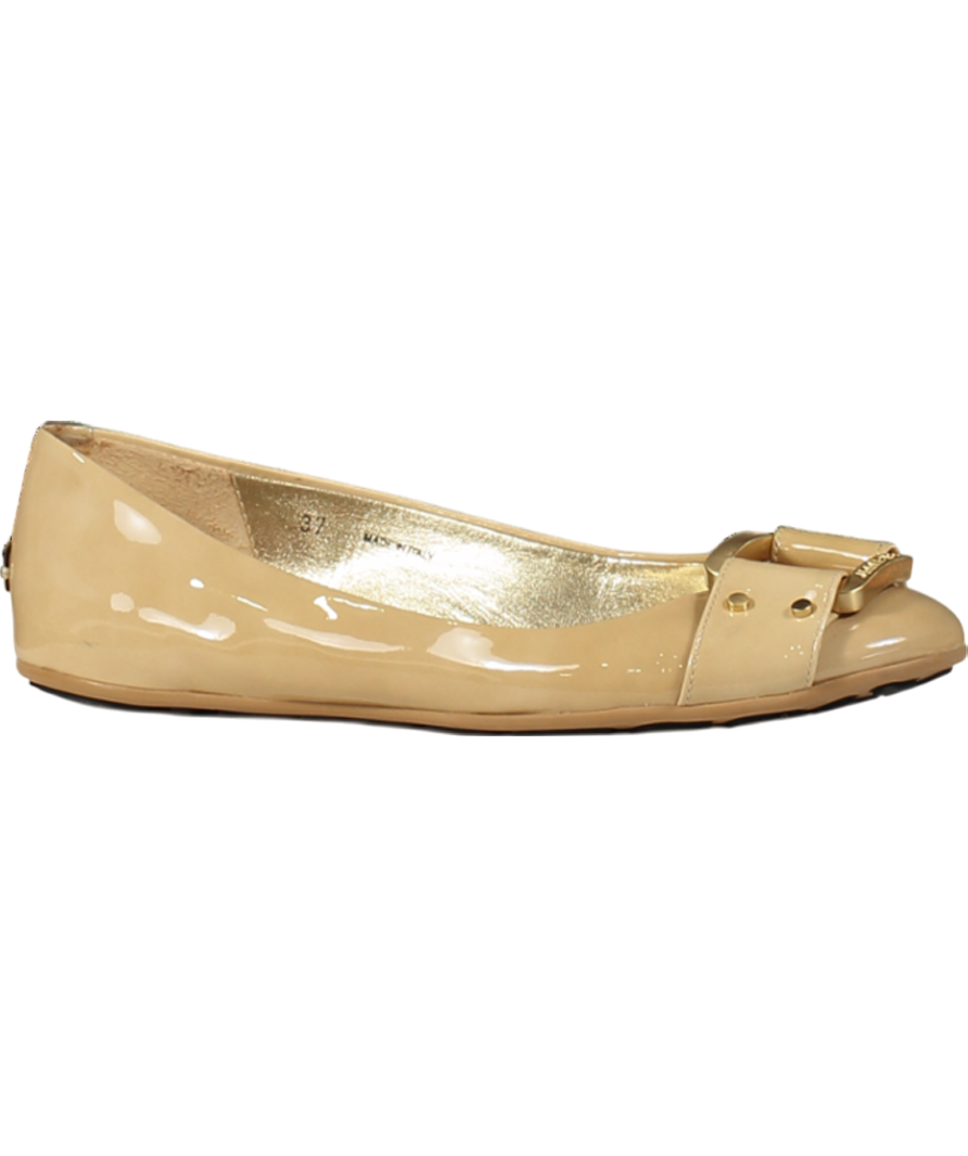 Jimmy Choo Nude Morse Patent Ballet Flats UK 4 EU 37 👠