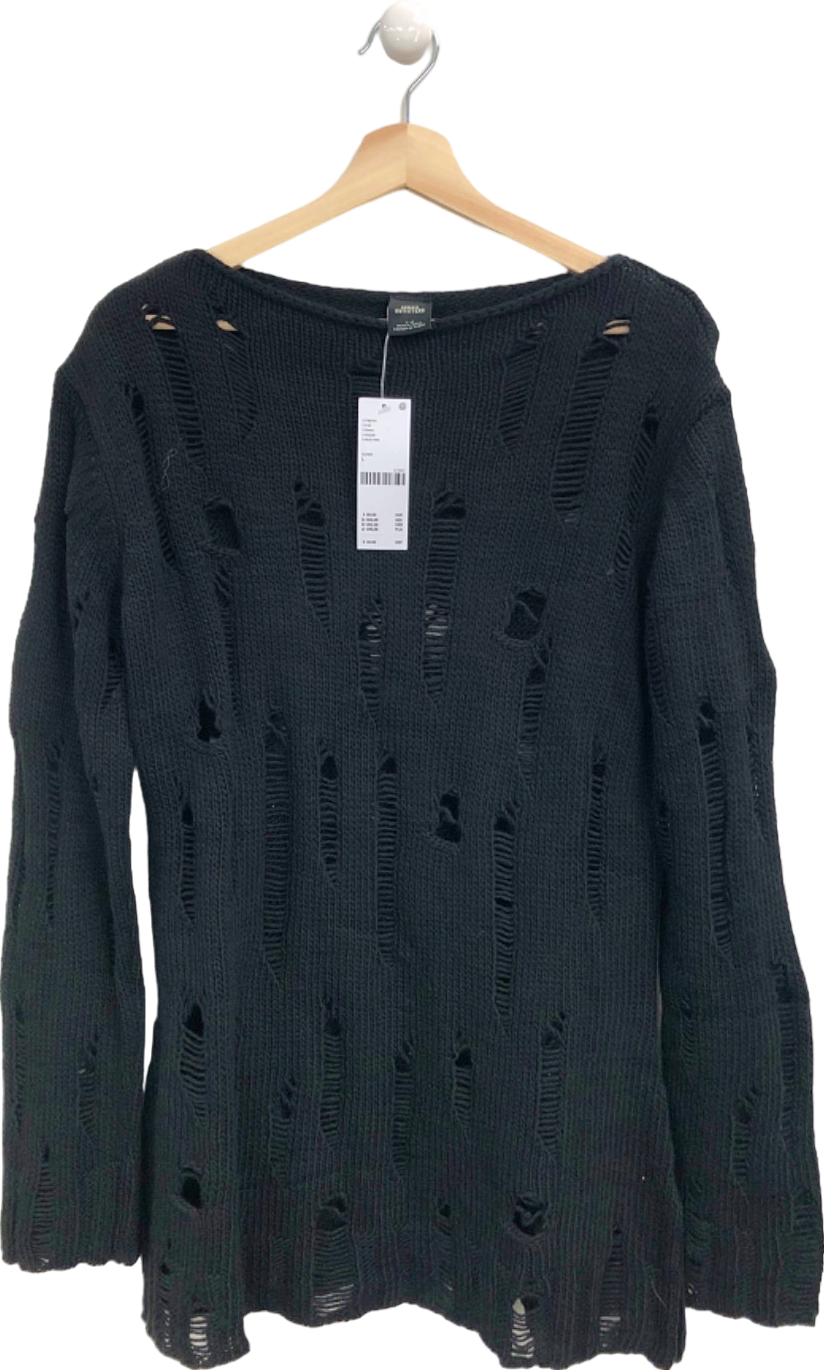 Urban Outfitters Black Distressed Hailey Open Sweater UK L