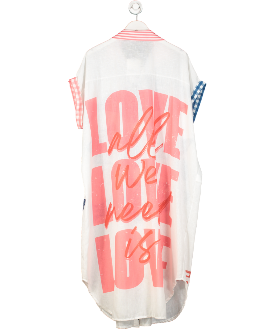 Lovika White Fish Shirt Midi Dress One Size