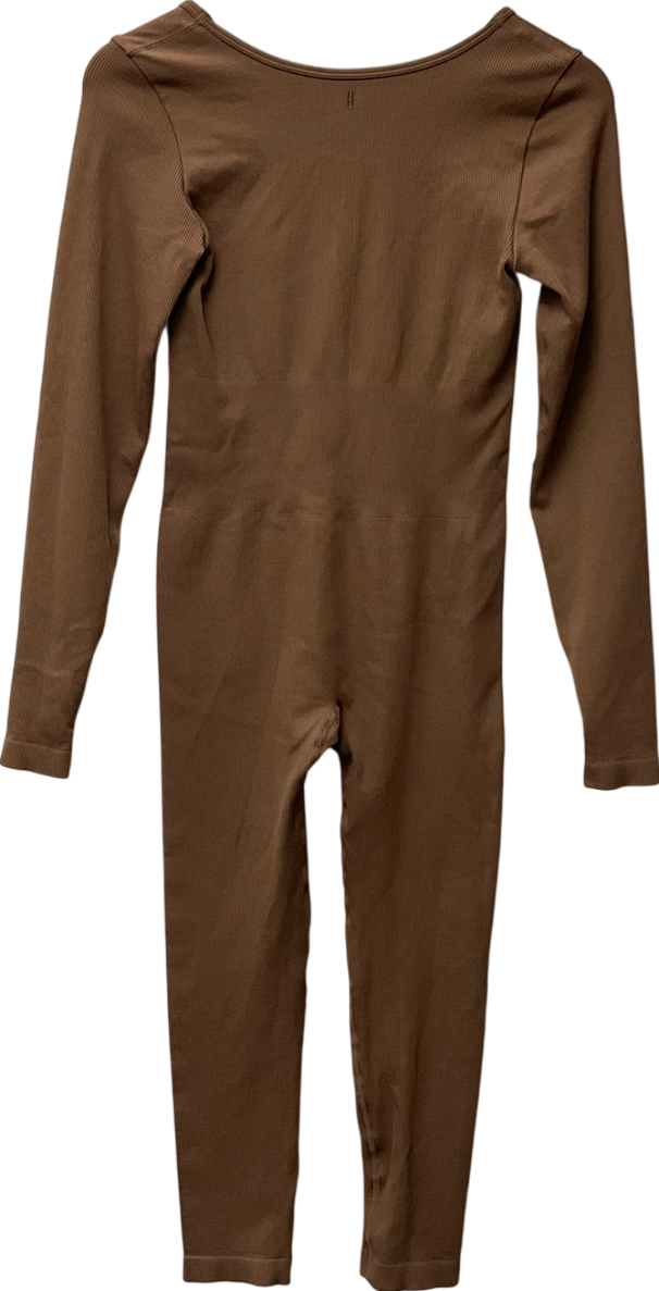 Square Neck Brown Jumpsuit UK M