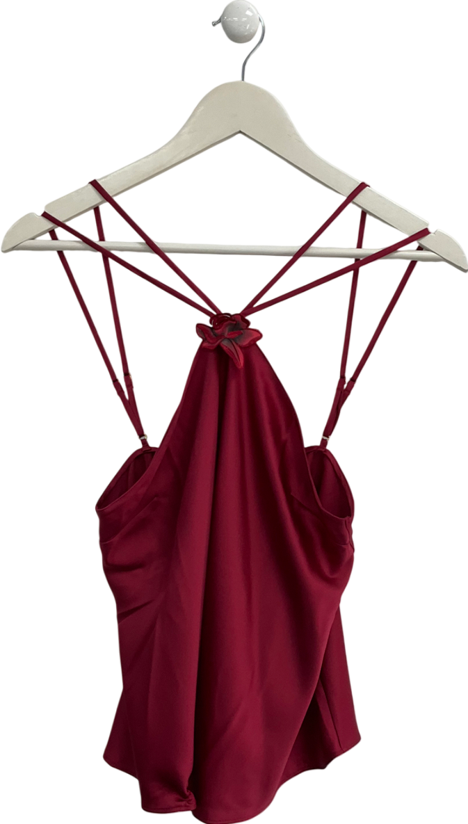 Victorias Secret Red Lacquer Roses Satin Top UK XS