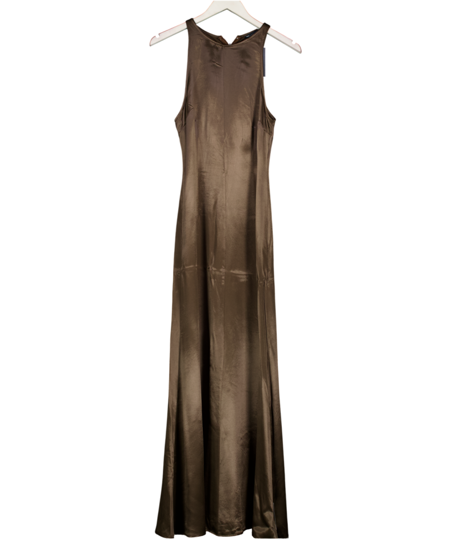 ASOS Satin Slip Midi Dress In Chocolate Brown UK 6