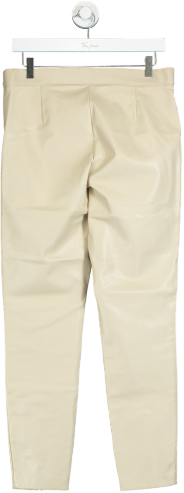 Zara Beige Faux Leather Trousers UK L