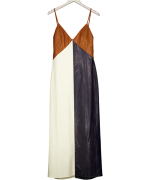 CALA DE LA CRUZ Tan / Ivory White /navy  Ilena Dress UK S