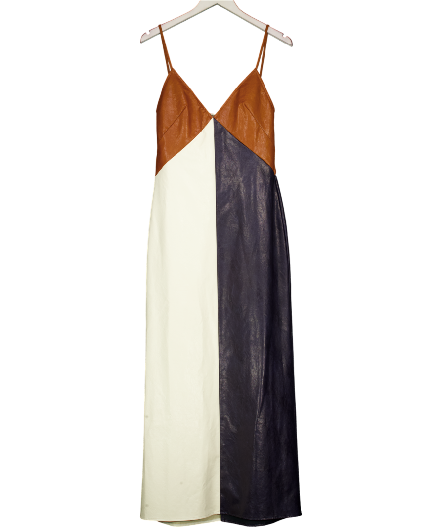 CALA DE LA CRUZ Tan / Ivory White /navy  Ilena Dress UK S