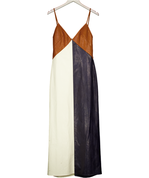 CALA DE LA CRUZ Tan / Ivory White /navy  Ilena Dress UK S