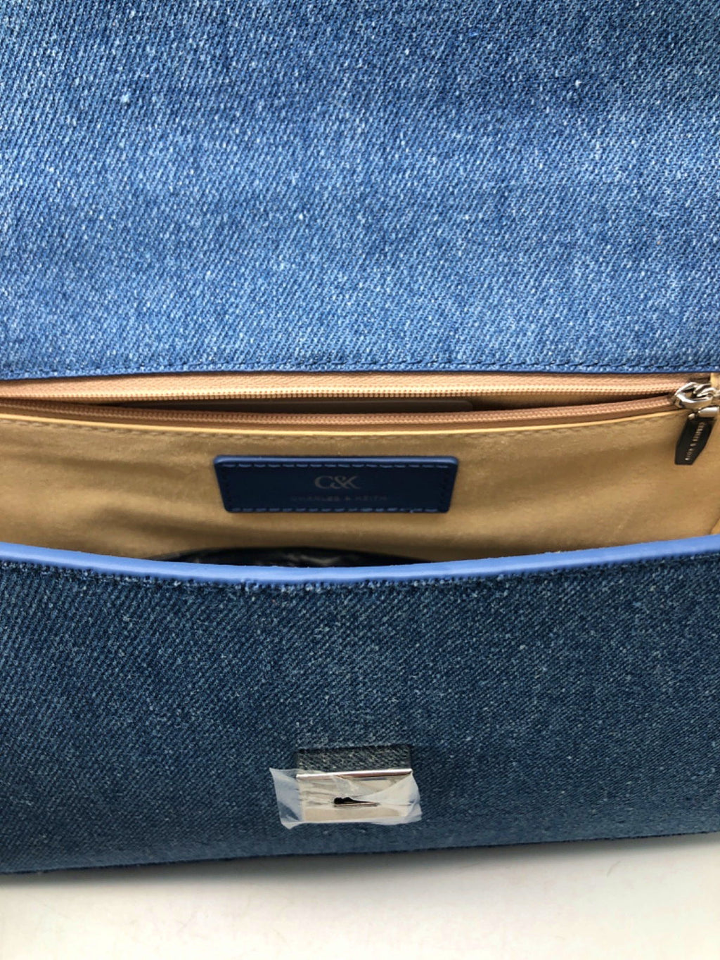 Charles & Keith Blue Chambray Crossbody Bag