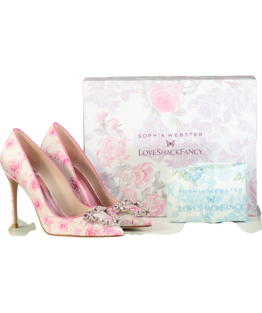 Sophia Webster X LoveShackFancy Pink X Loveshackfancy Margaux Embellished Pointed Toe Pumps UK 6 EU 39 👠