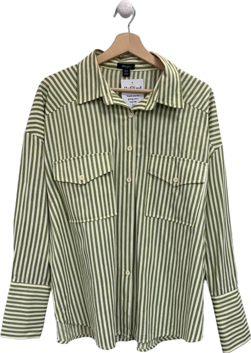 Nasty Gal Green Stripe Shirt UK 12