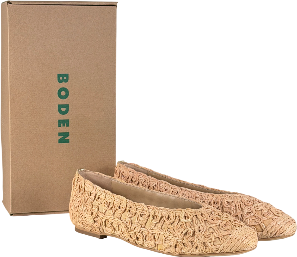 BODEN Beige High Cut Ballerina Pumps, Natural UK 8 EU 41