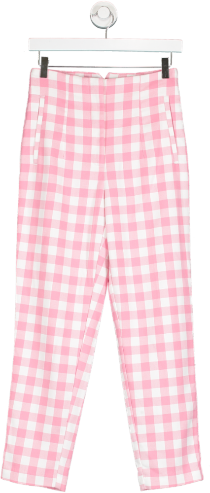 ZARA Pink Checked Trousers UK S