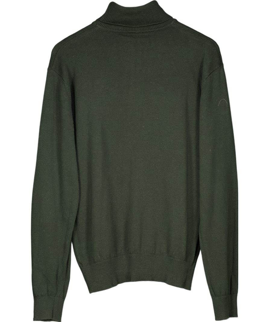 French Connection Green Cotton Roll Neck Jumper UK M