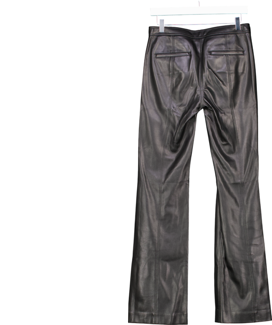 Theory Black Bedford Faux Leather Kick Flare Pants UK 8