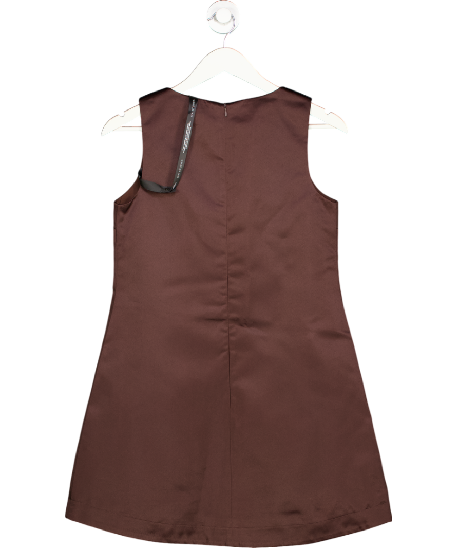 Six Stories Brown Mini Shift Bow Satin Dress UK 8