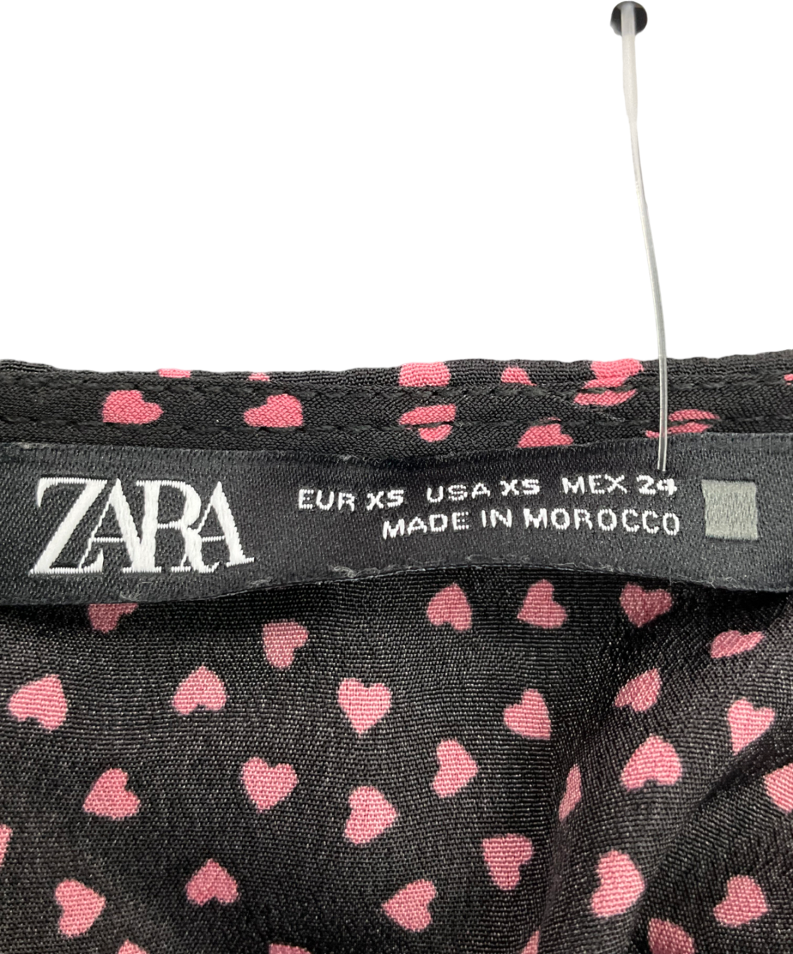 ZARA Black Ruched Heart Print Mini Dress UK XS