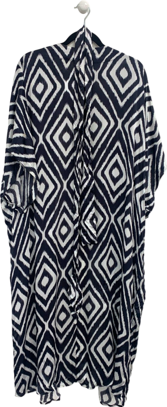 Halo Black and White Ikat Print Kimono UK 8