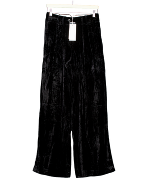 WAT. THE BRAND Black Velvet Wide Leg Trousers UK XS