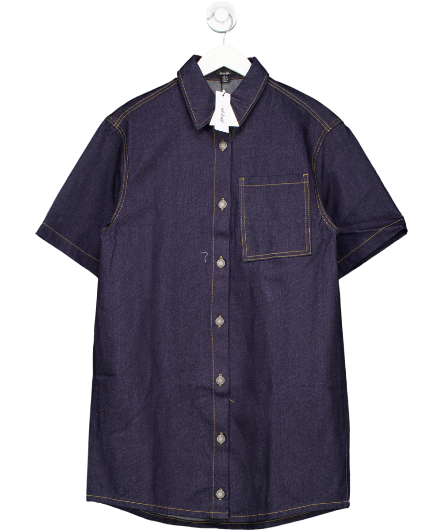 Nasty Gal Blue Indigo Denim Shirt Dress UK 10