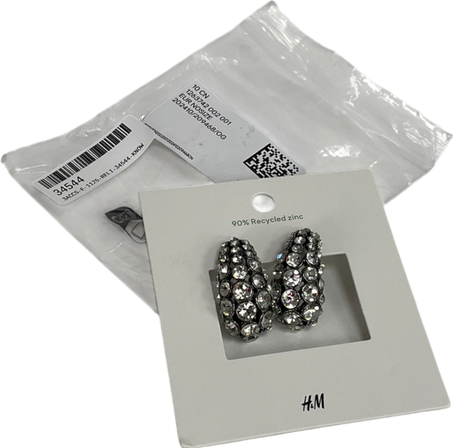 H&M Metallic Rhinestone-embellished Dome Earrings