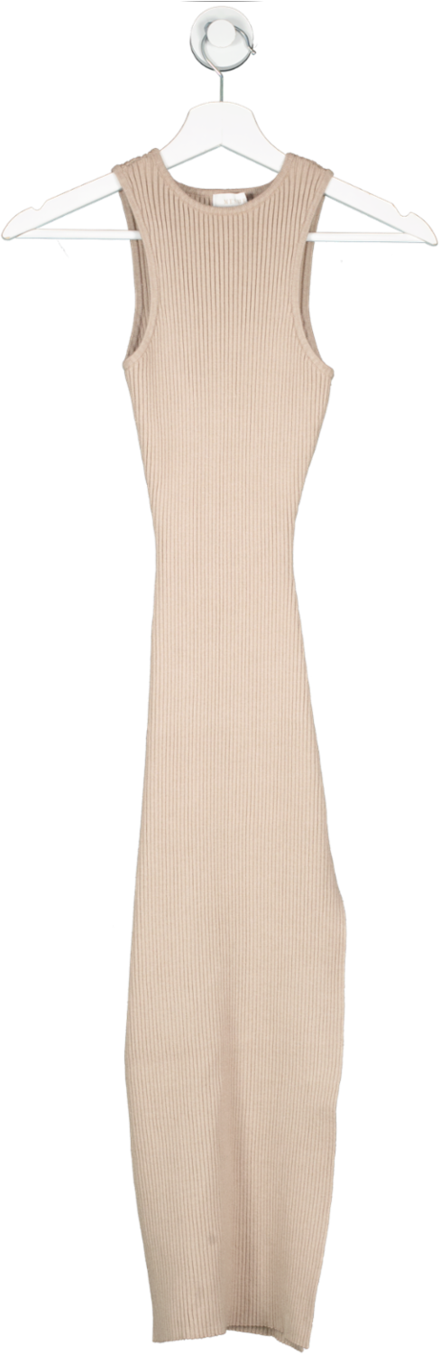 Meshki Beige Sienna Knit Midi Dress UK XS