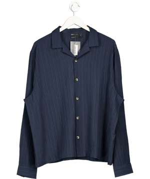 ASOS Blue Boxy Textured Regular Shirt UK XL