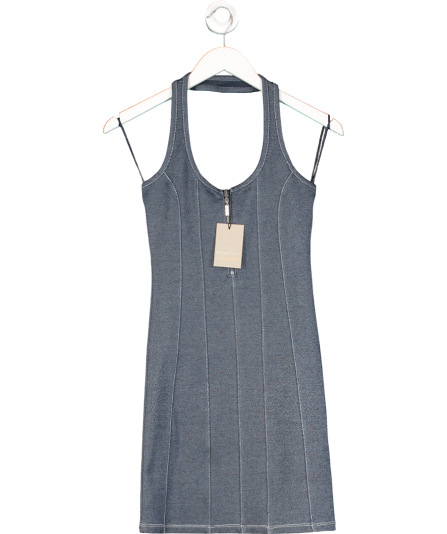 River Island Blue Denim Look Halter Mini Dress UK XS