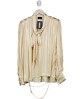 ASOS Design Cream Satin Stripe Neck Tie Shirt UK 8