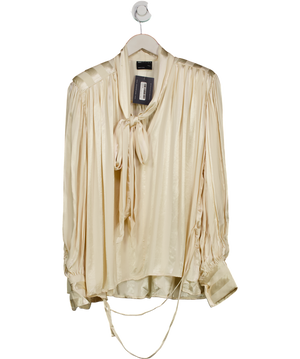 ASOS Design Cream Satin Stripe Neck Tie Shirt UK 8