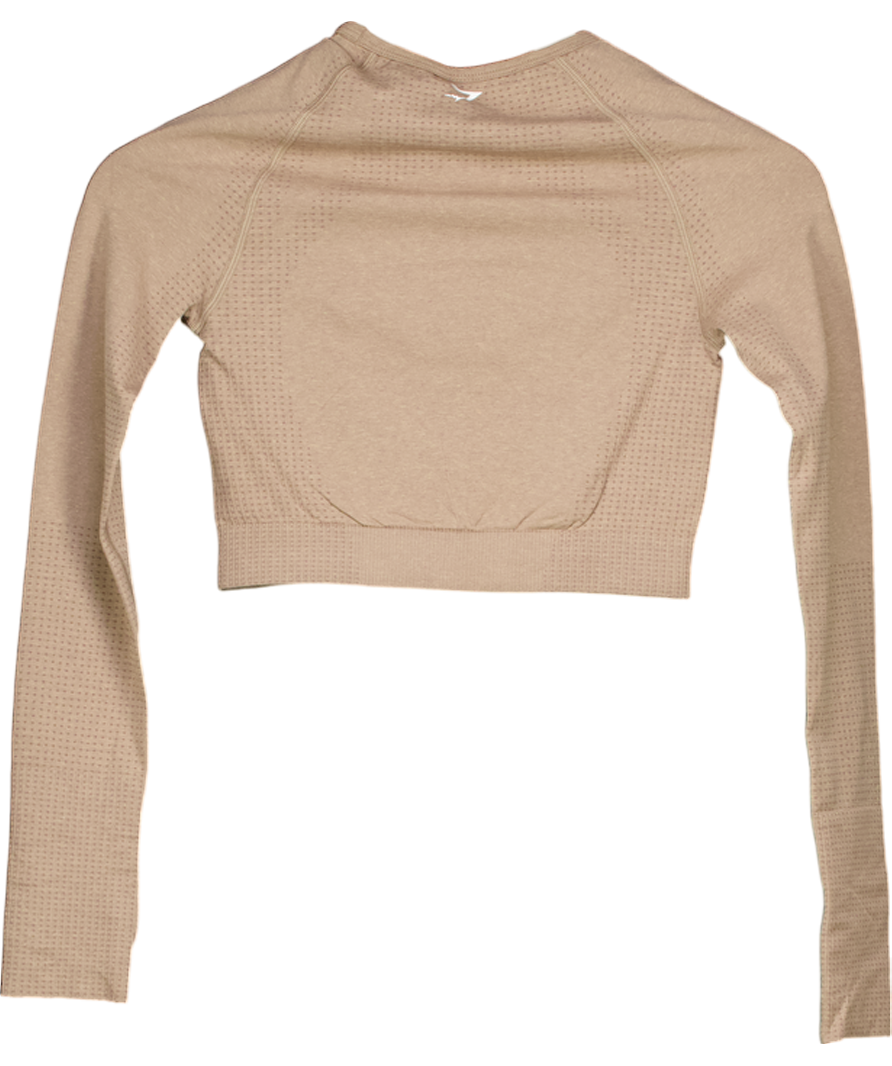 gymshark Beige Vital Seamless 2.0 Crop Top UK S