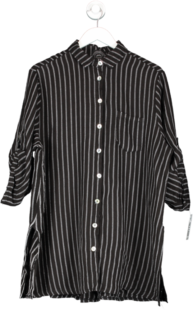 Noughts & Kisses Black Striped Beach Shirt One Size