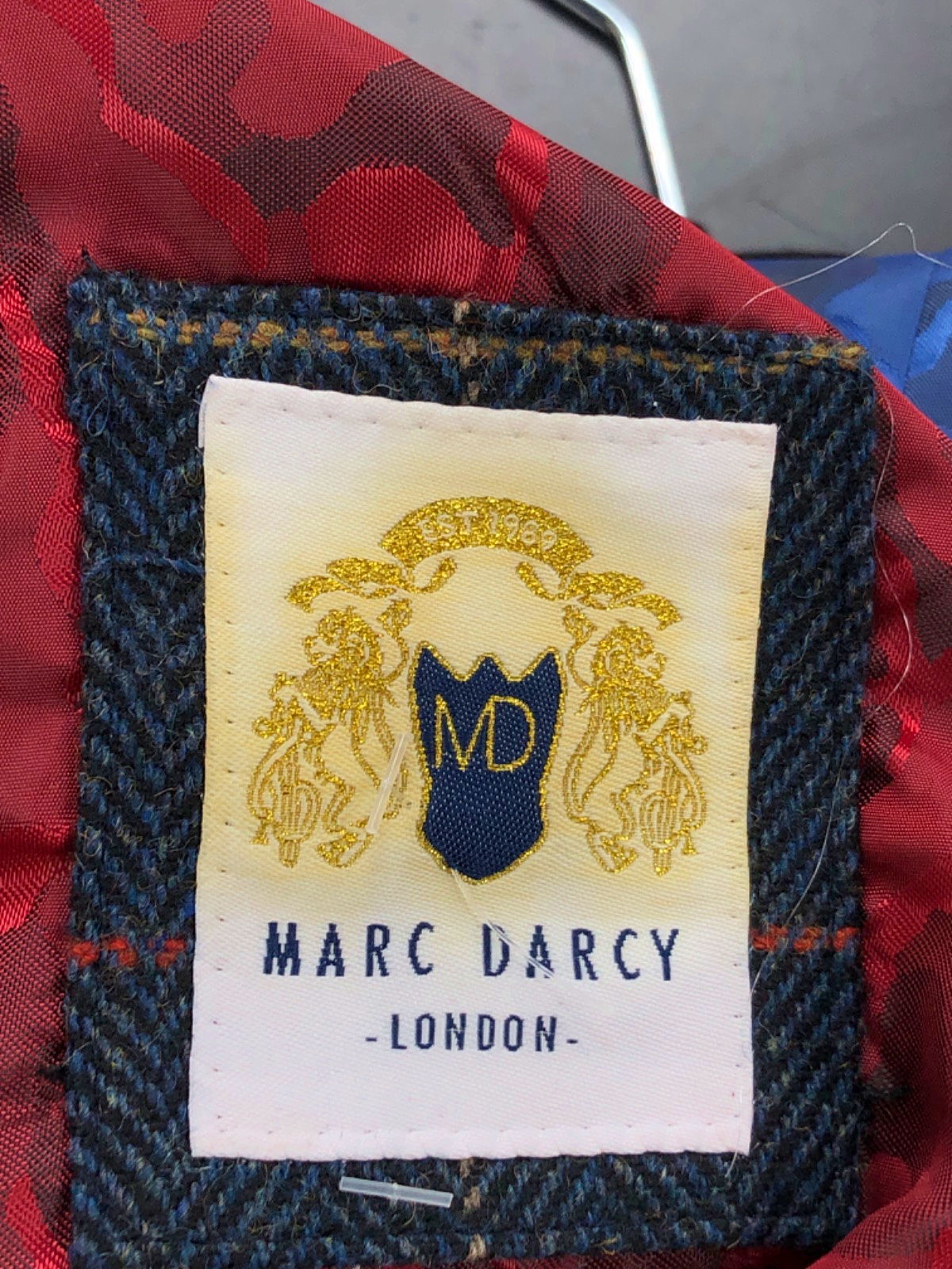 Marc Darcy Blue Eton Checked Waistcoat UK 40