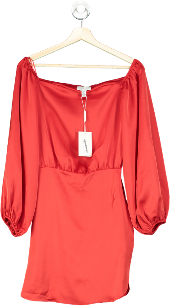 Pretty Lavish Red Fern Bardot Mini Dress UK 8