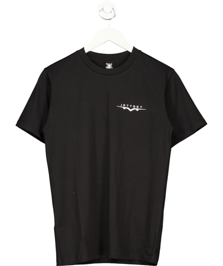Ascolour Jettsett Black Embroidered Logo T-shirt UK S