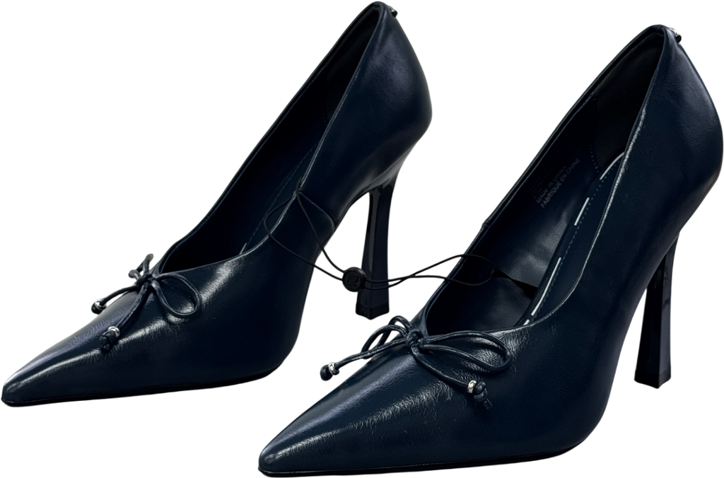 River Island Navy Blue  Bow Court Heels UK 6 EU 39 👠