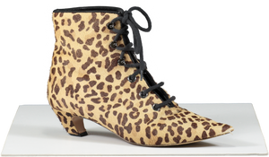Dior Brown Lace Up Kitten Heel Ankle Boots- Leopard Print UK 5.5 EU 38.5