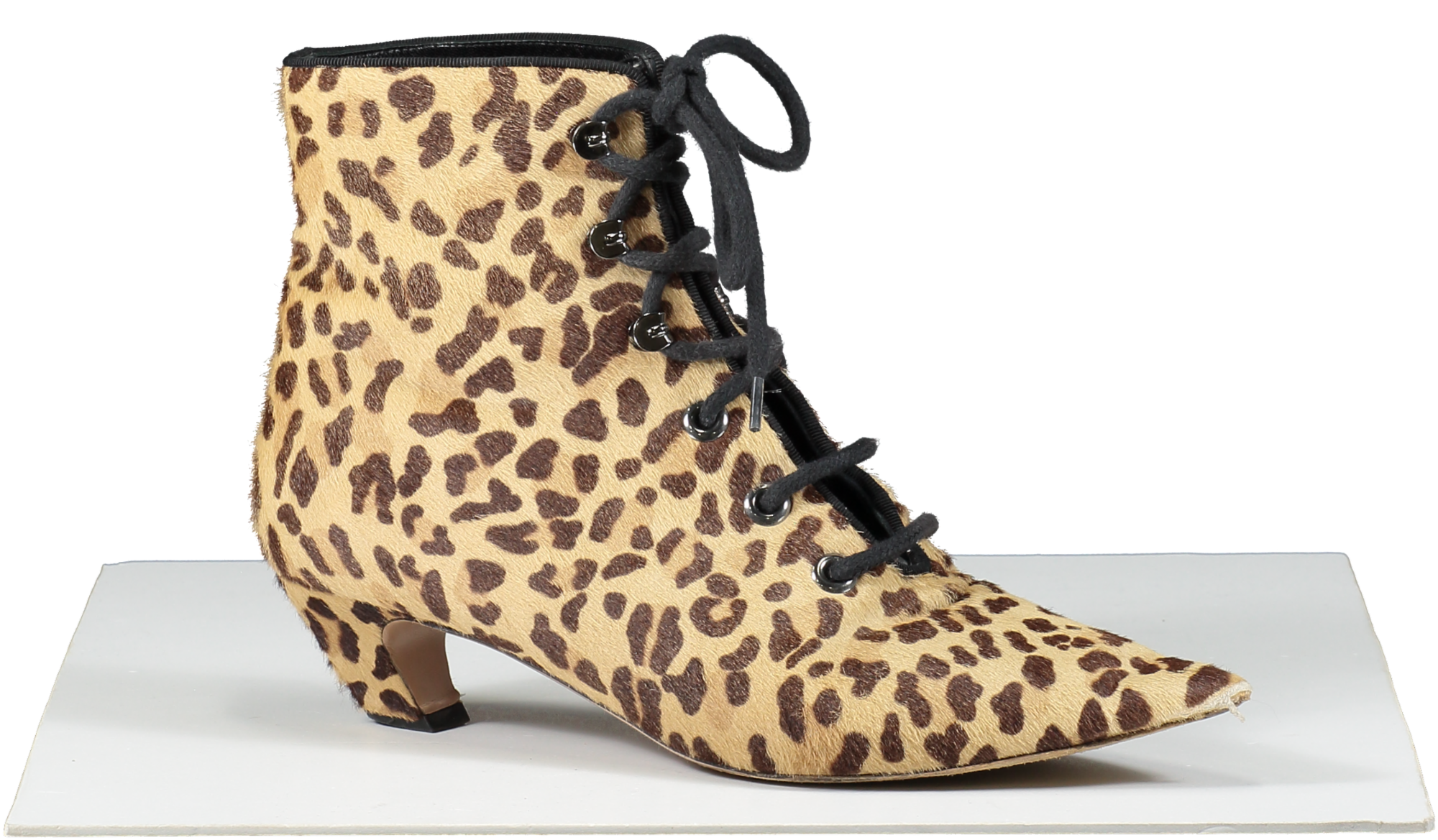 Dior Brown Lace Up Kitten Heel Ankle Boots- Leopard Print UK 5.5 EU 38.5 👠
