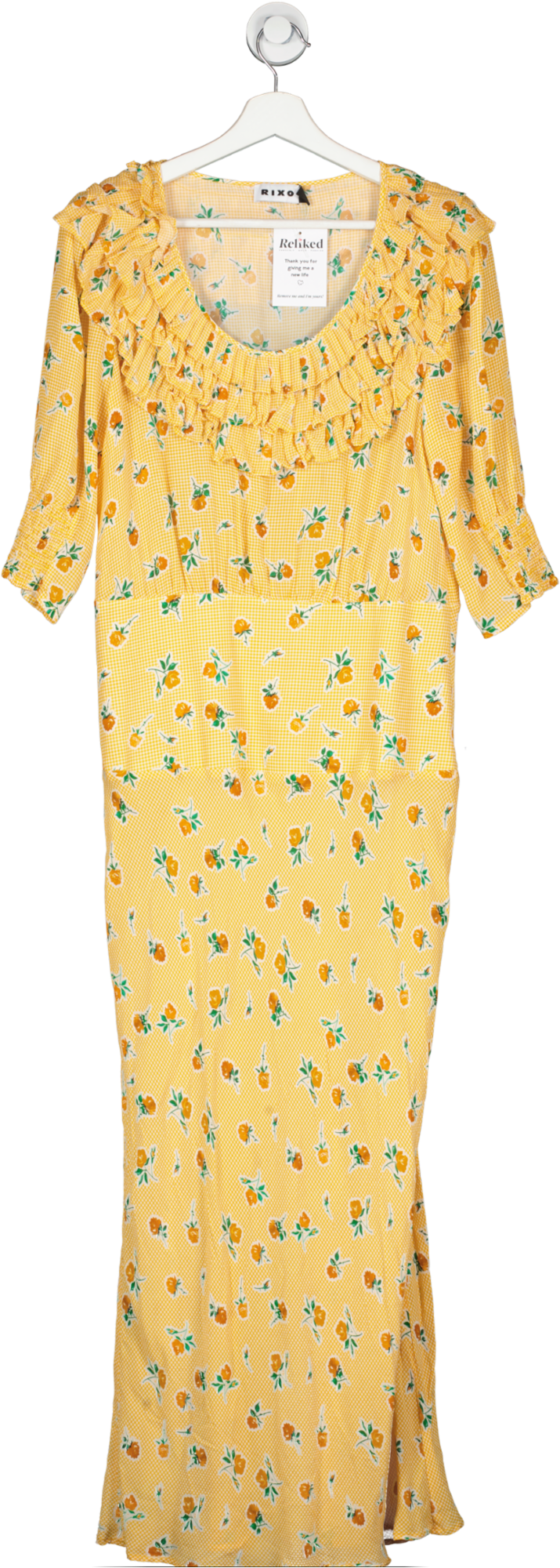 Rixo Yellow Belle Floral Silk-blend Maxi Dress UK M