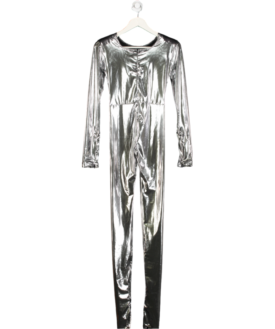 FIORUCCI Metallic Silver footed Jumpsuit UK M