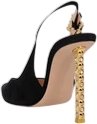 GIANVITO ROSSI Black Suede Leather & Gold Crystal Embellished 110mm Slingback Pumps UK 4 EU 37
