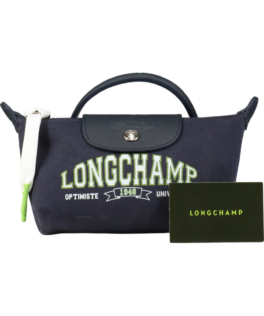 Longchamp Navy Blue Logo Mini Pouch Bag