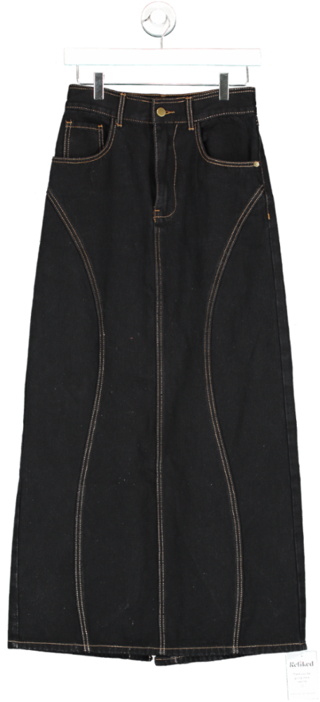 Warehouse Black Panelled Maxi Skirt UK 8