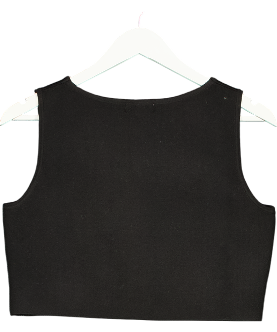 PRETTY LAVISH Black Knitted Waistcoat Top UK S
