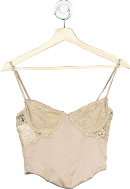 White Fox Beige Lace Corset Top XS