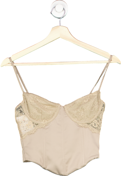 White Fox Beige Lace Corset Top XS